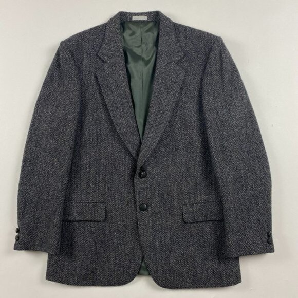 Vintage Harris Tweed Leishman Wool Tweed Blazer Sport Coat Mens 40 SHORT Gray - Picture 1 of 16